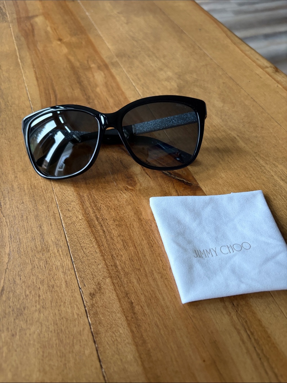 Jimmy Choo Black Cat-Eye Sunglasses with Dark Lenses